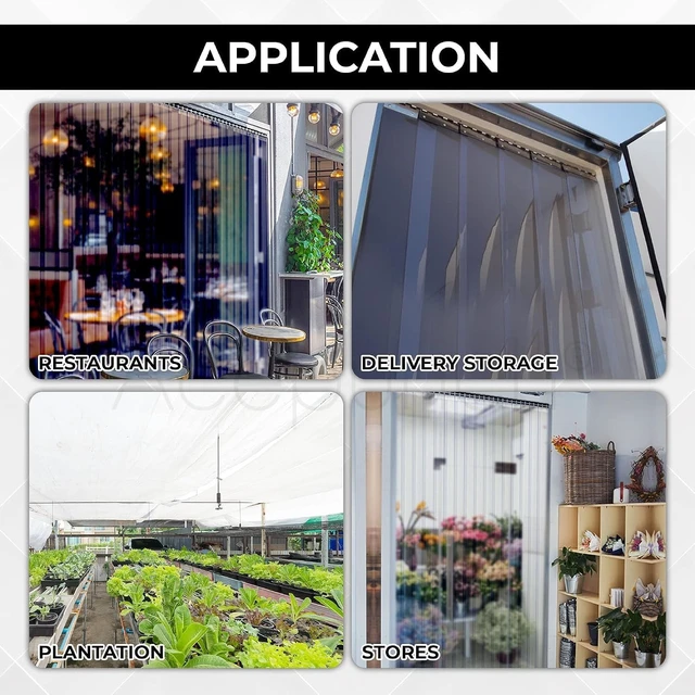 Alt view image 7 of 7 - Clear Kit PVC Smooth Plastic Strip Door Curtain 6x7 ft. (72x84.2 in) Standard Clear Waterproof Commercial Walk in Freezers Warehouse Garage Gate Doorway Clean Rooms Heavy Duty Vinyl 1173