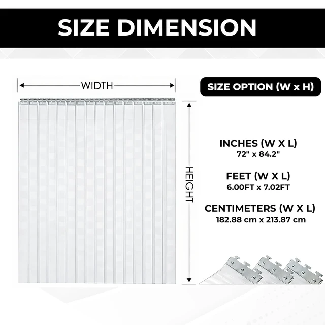 Alt view image 2 of 7 - Clear Kit PVC Smooth Plastic Strip Door Curtain 6x7 ft. (72x84.2 in) Standard Clear Waterproof Commercial Walk in Freezers Warehouse Garage Gate Doorway Clean Rooms Heavy Duty Vinyl 1173