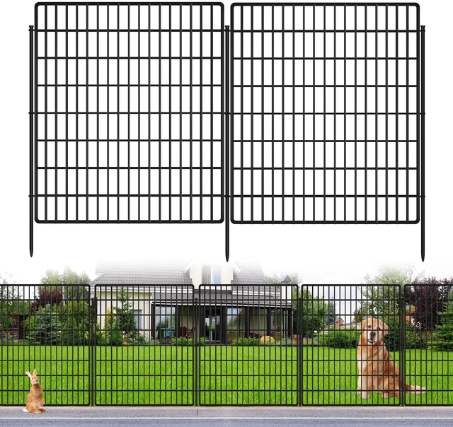 Main image of 10 Panels Garden Fencing Animal Barrier, 33 in(H) X 24 ft(L) Dog Fence Outdoor for Yard Rustproof No Dig Decorative Tall Garden Fence Metal Wire Panel Border Patio Rabbit Temporary Ground Stakes