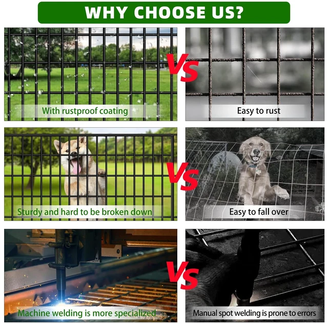 Alt view image 5 of 6 - 10 Panels Garden Fencing Animal Barrier, 33 in(H) X 24 ft(L) Dog Fence Outdoor for Yard Rustproof No Dig Decorative Tall Garden Fence Metal Wire Panel Border Patio Rabbit Temporary Ground Stakes