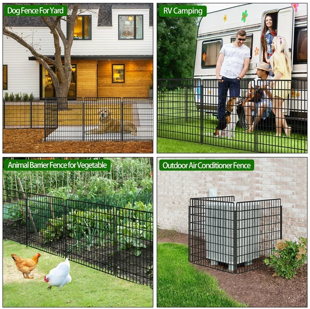 Alt view image 6 of 6 - 10 Panels Garden Fencing Animal Barrier, 33 in(H) X 24 ft(L) Dog Fence Outdoor for Yard Rustproof No Dig Decorative Tall Garden Fence Metal Wire Panel Border Patio Rabbit Temporary Ground Stakes