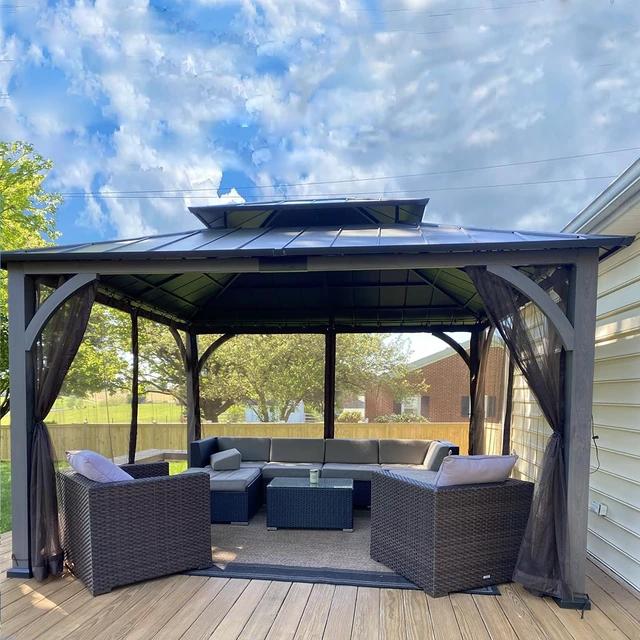 Alt view image 5 of 7 - Gazebo Universal Replacement Mosquito Netting, Upgrade 12' x 14' Outdoor Canopy Net Screen 4-Panel Sidewall Curtain, with Zippers, Easy to Install, Fit for Most Gazebo 12x14 Canopy, Black