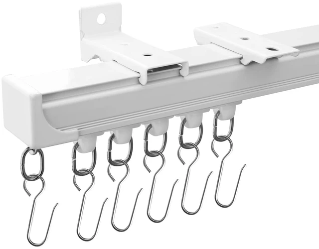 Main image of Ceiling Curtain Tracks 18FT,Curtain Track Wall Mount,Ceiling Mounted Sliding Door Curtains Rails Outdoor Extra Long Curtains Rod Room Divider Track for Living Bedroom with Hooks,White