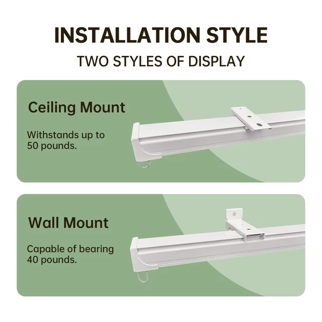 Alt view image 4 of 6 - Ceiling Curtain Tracks 18FT,Curtain Track Wall Mount,Ceiling Mounted Sliding Door Curtains Rails Outdoor Extra Long Curtains Rod Room Divider Track for Living Bedroom with Hooks,White