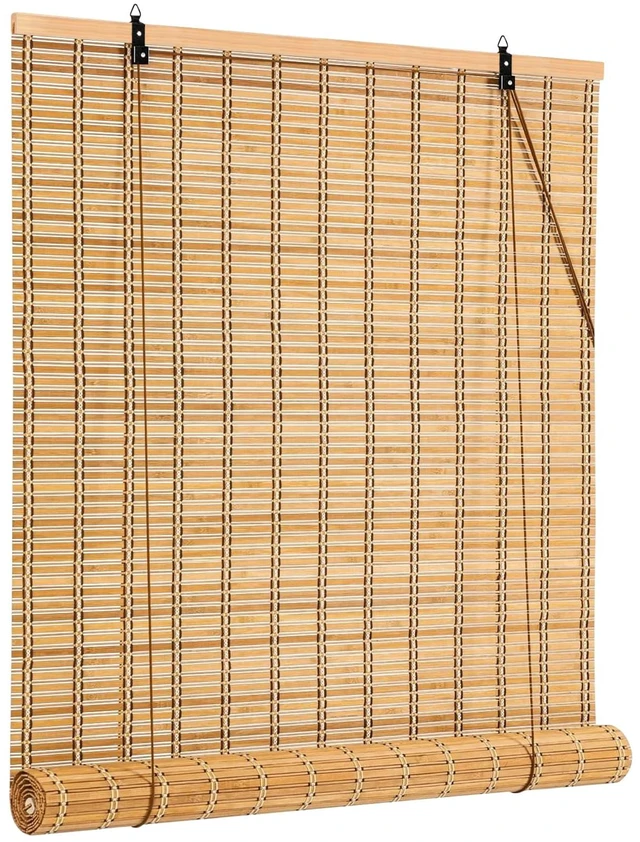 Main image of 66x72 Inch Bamboo Blinds for Interior Windows, UV Protection Roman Bamboo Curtains, Light Filtering & Easy to Install Roller Shades Window Shades for Patio Indoor Outdoor, Carbonized