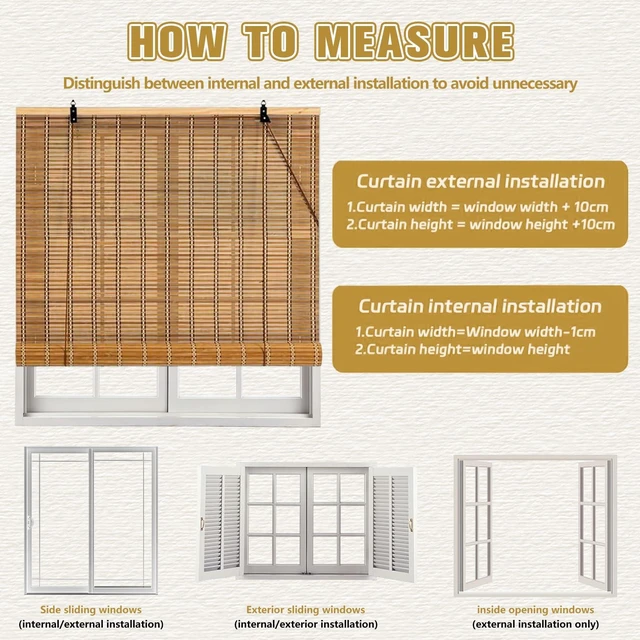 Alt view image 7 of 7 - 66x72 Inch Bamboo Blinds for Interior Windows, UV Protection Roman Bamboo Curtains, Light Filtering & Easy to Install Roller Shades Window Shades for Patio Indoor Outdoor, Carbonized