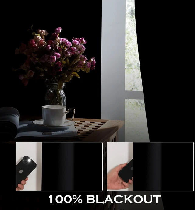 Alt view image 3 of 7 - Soundproof Curtains Thermal Insulated 100% Blackout 4 Layers | Anti-dust with Melt-Blown Triple Layer Noise Reducing Drapes for Bedroom Nursery Living Room, W52 x L84, Black, 2 Panels