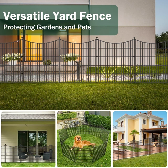 Alt view image 6 of 6 - No Dig Dog Fence Outdoor for Yard with Gate, 32 in(H) X 23.6 ft(L) | 10 Panels Decorative Garden Fence Animal Barrier, Rustproof Metal Wire Garden Edging and Borders, Temporary Fencing Stakes