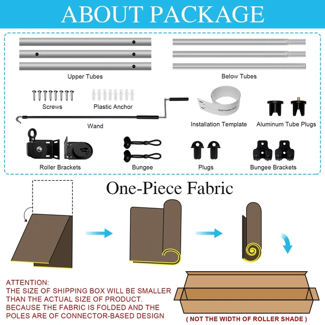 Alt view image 3 of 7 - Outdoor Roller Shades, 220GSM HDPE Exterior Cordless Patio Shades Roll Up Outdoor Blinds for Porch Gazebo 10'(W) x 8'(H), Spliced Poles Design, Grey