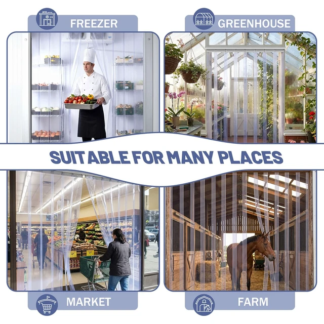 Alt view image 6 of 7 - 60 X 84 Inch Clear Freezer Door Curtain Plastic Strips | 0.08" Thick Smooth PVC Waterproof, for Walk in Cooler Warehouse Garage, Refrigerator Flaps Strips, Entryway Barrier