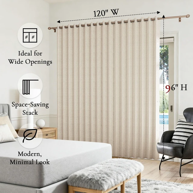 Alt view image 2 of 7 - Accordion Door Curtains for Doorways, Curtain Door for Privacy Use, Fabric Curtain Panel, 1 Panel, W120 x L96, Sand