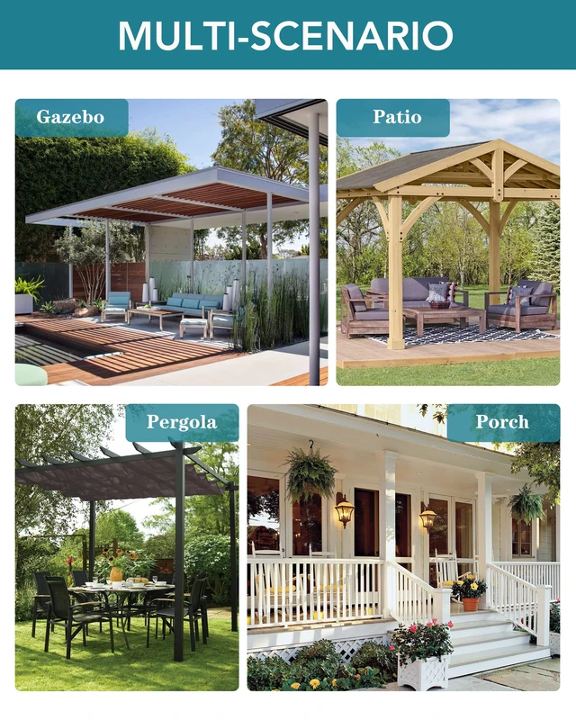 Alt view image 6 of 7 - Windproof Outdoor Curtains for Patio Waterproof 4 Pcs 110x108 In Cream | Grommet Top and Tab Bottom Outside Drapes,Weatherproof Privacy Gazebo Curtain Panels for Porch, Pergola, Cabana, Backyard
