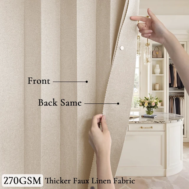 Alt view image 5 of 7 - Accordion Door Curtains for Doorways, Curtain Door for Privacy Use, Fabric Curtain Panel, 1 Panel, W120 x L96, Sand