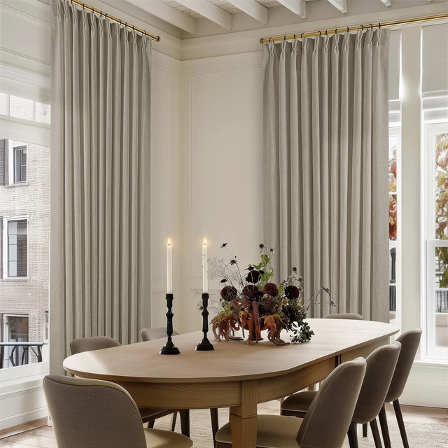 Alt view image 7 of 7 - Burlywood Birch Pinch Pleat Linen Curtains 108 Inches Long 70 Inch Wide | Light Filtering Semi Sheer, Pinch Pleat Drapes Back Tab, Extra Wide 70x108 Curtains for Living Dining Room Patio Sliding Door