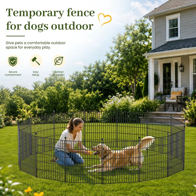 Alt view image 7 of 7 - No Dig Garden Fence Outdoor for Yard, 32in (H) x 23.6ft(L) | 10 Panels Animal Barrier Fence, Rustproof Metal Temporary Dog Fence, Decorative Fencing for Patio, Flower Bed