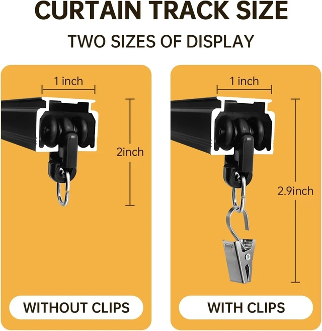 Alt view image 5 of 6 - Ceiling Curtain Track,Curtain Track Wall Mounted,Ceiling Mount Rail Room Divider Tracks Extra Long Curtains Rod for Living Room Bedroom Patio Sliding Door Curtains with Clips,Black 18ft