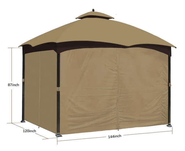 Alt view image 2 of 7 - 10' x 12' Gazebo Privacy Curtain Set for Lowe's Allen Roth 10X12 Gazebo Model #GF-12S004B-1 / GF-12S004BTO/ TPGAZ17-002,Beige
