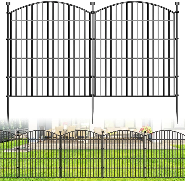Main image of 10 Panel No Dig Decorative Garden Fence 32" H x 23.6'L Outdoor Dog Barrier | Rustproof welded metal with deep ground stakes for yards, patios.