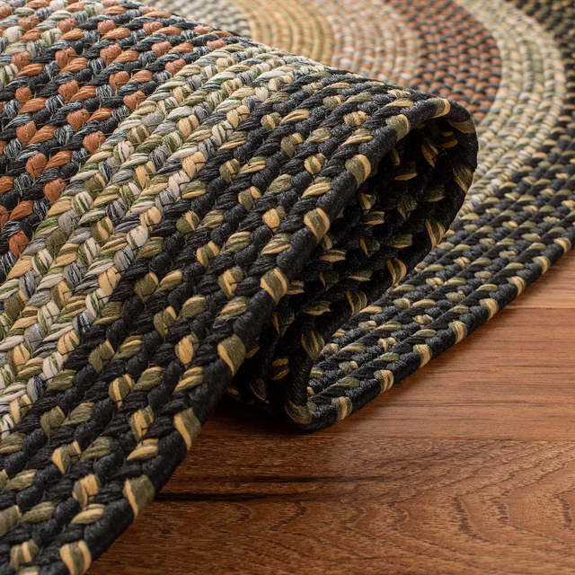 Alt view image 4 of 5 - Braided Oval Rug 4x6, Braided Multi BRD308A | 1/4" Pile, Indoor Rug, Durable, Kid & Pet Friendly, Polypropylene Fibers, Easy Care, patio, bedroom