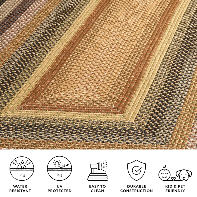 Alt view image 3 of 5 - Braided Oval Rug 4x6, Braided Multi BRD308A | 1/4" Pile, Indoor Rug, Durable, Kid & Pet Friendly, Polypropylene Fibers, Easy Care, patio, bedroom