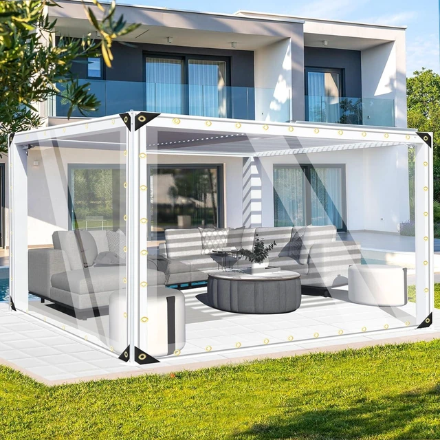 Main image of Heavy Duty Clear Vinyl Tarp 10x16 ft, PVC Outdoor Curtain, 15 Mil | Clear Vinyl Tarpaulin, Grommets, Waterproof, UV Resistant, Tear Resistant, Cold Resistant, Windproof, 3.04 x 4.87 m