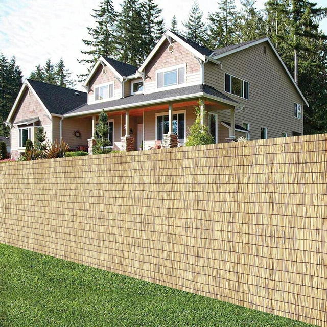 Alt view image 6 of 7 - Reed Fencing Rolls, Decorative Bamboo Fencing 5ft High Roll Reed Screen, Bamboo Curtains for Balcony Patio Garden Backyard Outdoor (Natural Color)
