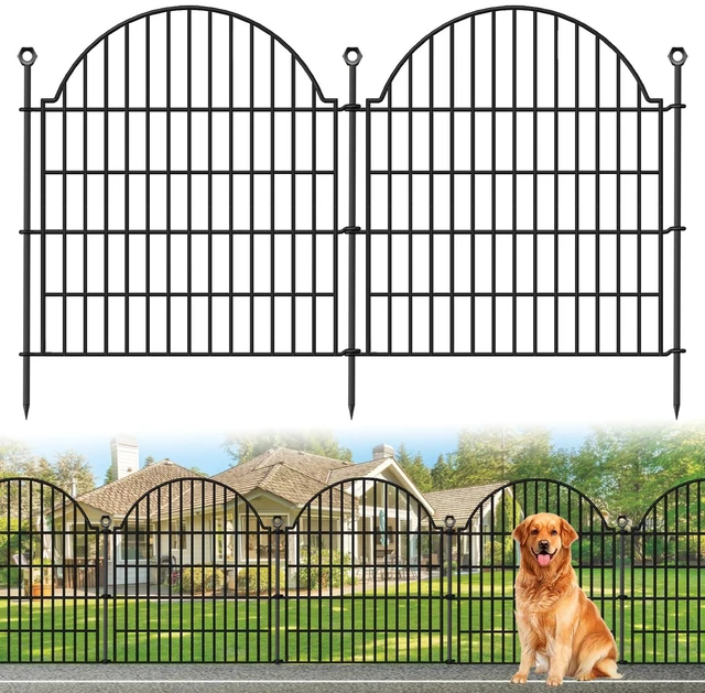 Main image of 10 Panels No Dig Decorative Outdoor Garden Fence, 32in (H) x23.6ft (L) | Animal Barrier Fencing for Dog, Arched Flower Bed Edging, Rustproof Metal Wire Panel Borders with Temporary Ground Stakes