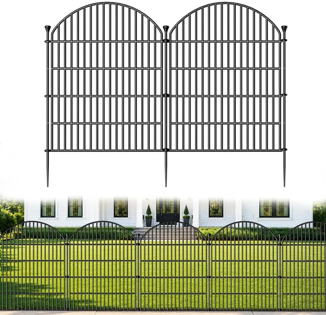 Main image of No Dig Garden Fence Panels, Dog Fence Outdoor for Yard, 12 Pack | 32in(H) x 29ft(L) Rustproof Metal Animal Barrier for Rabbits & Flowers, Decorative Temporary Fencing
