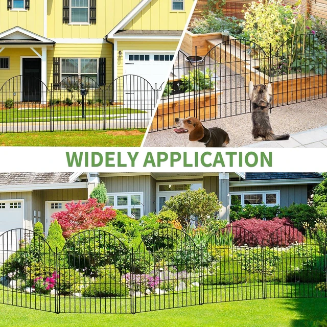 Alt view image 3 of 6 - 10 Panels No Dig Decorative Outdoor Garden Fence, 32in (H) x23.6ft (L) | Animal Barrier Fencing for Dog, Arched Flower Bed Edging, Rustproof Metal Wire Panel Borders with Temporary Ground Stakes