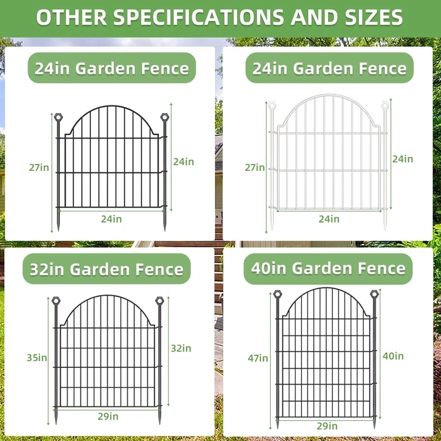 Alt view image 6 of 6 - 10 Panels No Dig Decorative Outdoor Garden Fence, 32in (H) x23.6ft (L) | Animal Barrier Fencing for Dog, Arched Flower Bed Edging, Rustproof Metal Wire Panel Borders with Temporary Ground Stakes