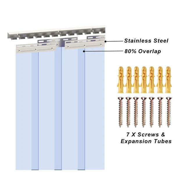 Alt view image 3 of 4 - 9PCS Freezer Strip Door Curtain, 84" Height X 48" Width, 0.08 Inch Thickness PVC Curtain Strip for Walk in Freezers, Coolers & Warehouse Doors, with 80% Overlap for 4' X 7' Doors