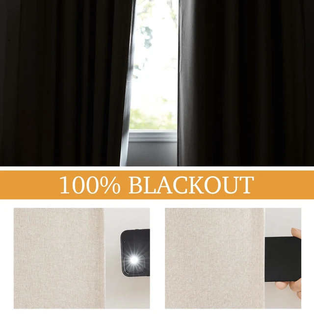 Alt view image 7 of 7 - 3 in 1 Soundproof - Blackout - Termal Insulated Linen Curtains | Noise Blocker, Energy Saving, Curtains for Bedroom Living, Kids Nursery Studio Home Office, W52 x L84, Taupe, 2 Panels