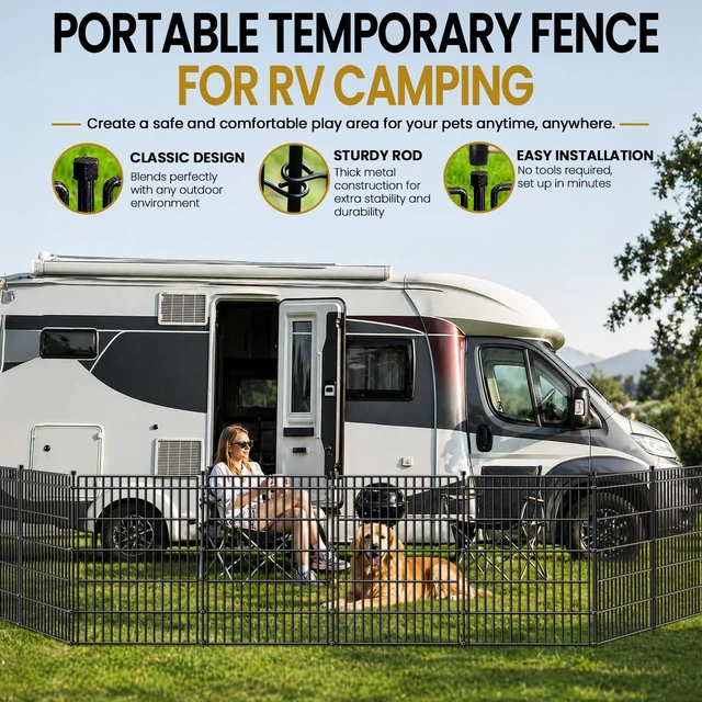 Alt view image 5 of 7 - No Dig Garden Fence, Dog Fencing Outdoor for Yard, 10 Panels with Gate | 34in(H) × 22.5ft(L) Rustproof Metal Animal Barrier Fence for Gardens, Patios and Decorative Flower Beds, Temporary Fencing