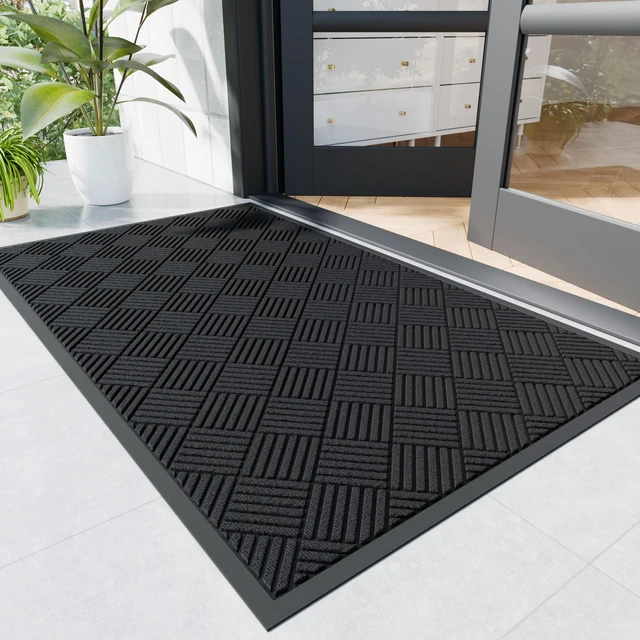 Main image of Durable Indoor Outdoor Door Mat, 4' x 6' Heavy Duty Front Door Mat for Entryway, Non-Slip Backing, Stain and Fade Resistant, Absorbent Commercial Floor Mat for High Traffic Area, Black