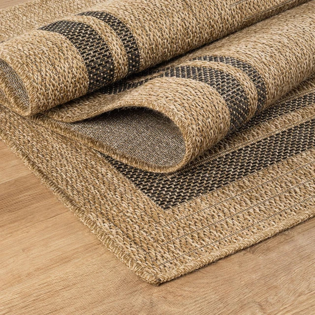 Alt view image 3 of 7 - Easy Jute Bordered Rug 5x7 Washable Durable Indoor Outdoor Area Rugs for Living Dining Room Patio Office Stain Resistant Non Shedding Casual Indoor Outside Carpet 5 x 7 Natural