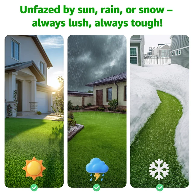Alt view image 5 of 7 - Artificial Grass Turf Outdoor Indoor, 5x10ft Realistic Fake Grass Mat | Synthetic, Easy to Clean, with Drainage, Astro Turf Rug, Grass Carpet for Patio Balcony Garden Lawn Landscape