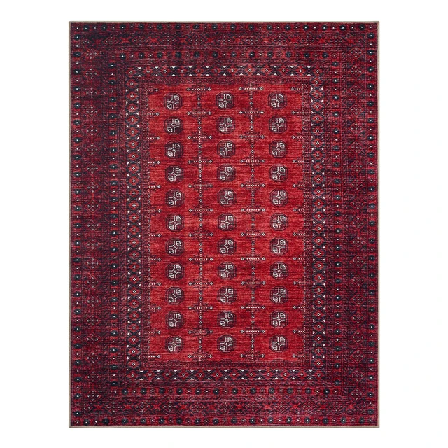 Alt view image 2 of 7 - Vintage Washable Area Rug, Non-Slip Low Pile, 4x6 | Machine Washable Cotton Chenille, 0.25In Low Pile, Rubber Non-Slip Back; Kitchen, Entryway, Bedroom, Dining Room