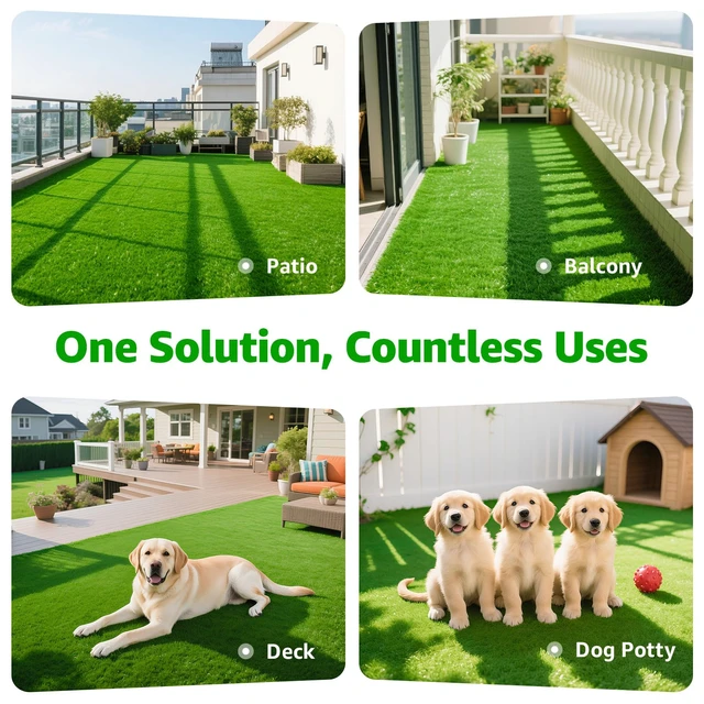 Alt view image 7 of 7 - Artificial Grass Turf Outdoor Indoor, 5x10ft Realistic Fake Grass Mat | Synthetic, Easy to Clean, with Drainage, Astro Turf Rug, Grass Carpet for Patio Balcony Garden Lawn Landscape