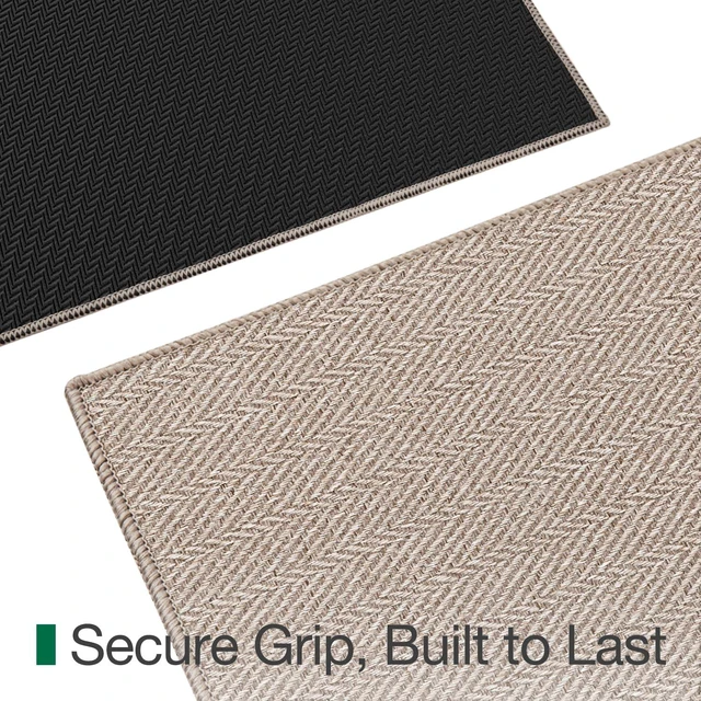 Alt view image 6 of 7 - Ultra Thin Indoor Door Mat 48"x72", Entrance Doormat, Deep Beige | 0.14" Ultra Thin, Dirt-Trapping & Absorbent Quick-Dry Surface, Waterproof Non-Slip Rubber Backing, Elegant Herringbone Design