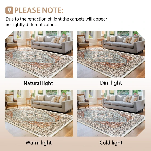 Alt view image 7 of 7 - Washable Boho 8x10 Area Rug, No Pile, Living Room, Green Brick | Machine washable rug, distressed boho floral print, low-profile no-pile design for entryway, kitchen, bedroom, living room