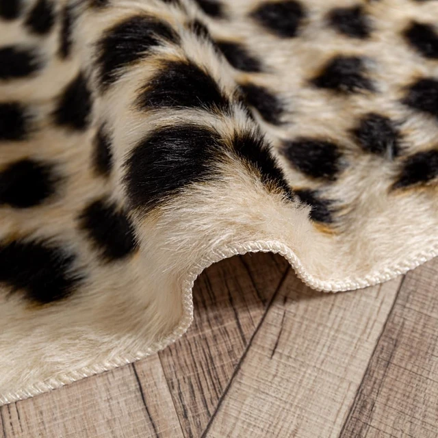 Alt view image 6 of 7 - Leopard Area Rug Animals Printed Hide Mats Faux Fur Cowhide Skin Carpet for Home Office, Living Room, Bedroom, 5.2ft x 6.5ft (160 x 200cm)