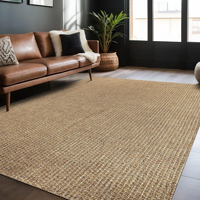 Main image of Easy Jute Rugs 5x7 Natural Color Living Room Indoor Outdoor Area Rug for Farmhouse Patio and Kitchen Rug High Traffic Washable Easy to Clean Solid Boho Woven Design Outside Carpet (5 x 7)