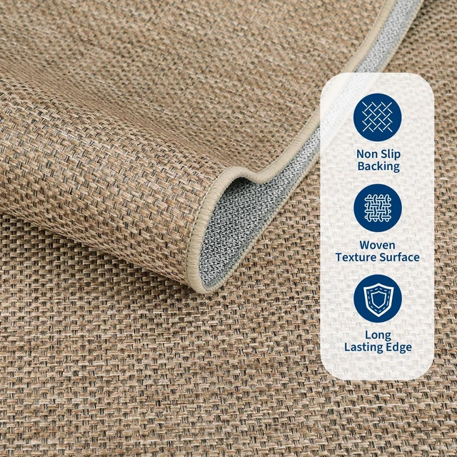 Alt view image 3 of 7 - 5x7 Washable Area Rug for Bedroom Non Slip Easy Jute Rugs | Modern Easy Jute Living Room Rugs Neutral Bordered Stain Resistant Indoor Throw Carpet for Nursery Kitchen Entryway, Jute