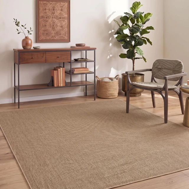 Main image of 5x7 Washable Area Rug for Bedroom Non Slip Easy Jute Rugs | Modern Easy Jute Living Room Rugs Neutral Bordered Stain Resistant Indoor Throw Carpet for Nursery Kitchen Entryway, Jute