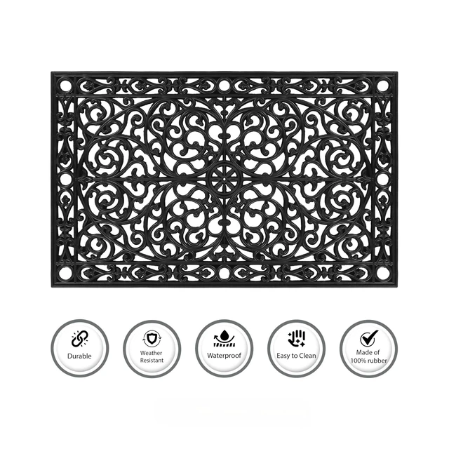 Alt view image 3 of 5 - Gatsby Rubber Doormat, 3' x 6', Black