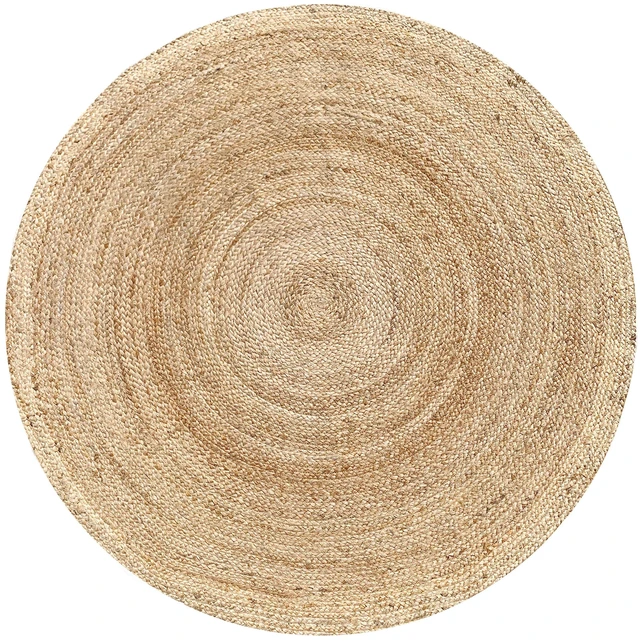 Alt view image 2 of 7 - Jute Braided Woven Area Rug 6 Feet Round - Natural | Reversible Large Space Circle Rugs for Living Room, Easy Clean Indoor Decorative Floor Carpet