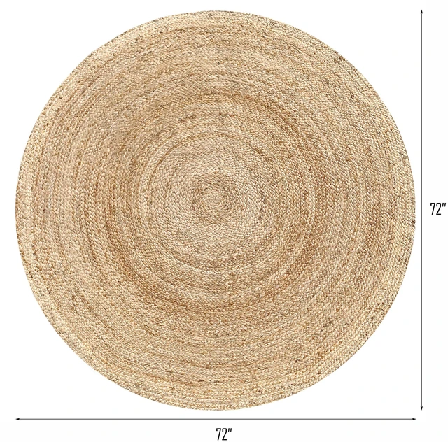 Alt view image 5 of 7 - Jute Braided Woven Area Rug 6 Feet Round - Natural | Reversible Large Space Circle Rugs for Living Room, Easy Clean Indoor Decorative Floor Carpet