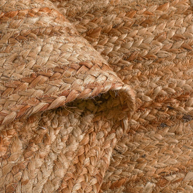 Alt view image 4 of 7 - Jute Braided Woven Area Rug 6 Feet Round - Natural | Reversible Large Space Circle Rugs for Living Room, Easy Clean Indoor Decorative Floor Carpet