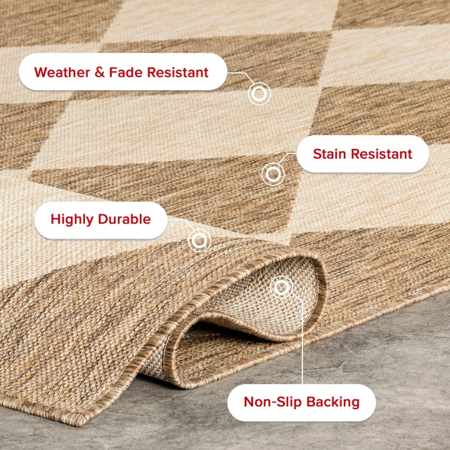 Alt view image 6 of 7 - Sabina Brown Trellis Power Loomed Indoor/Outdoor Area Rug, 5' x 8'
