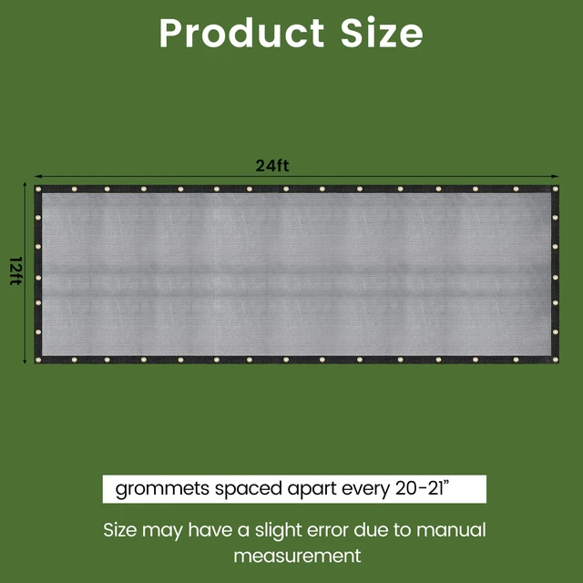Alt view image 6 of 6 - 12 X 24 FT 60-70% Heavy Duty Mesh Tarp Shade Cloth | Black HDPE UV Resistant Brass Grommets Sun Protection for Greenhouse Garden Pergola Patio Pools Dump Truck Fence
